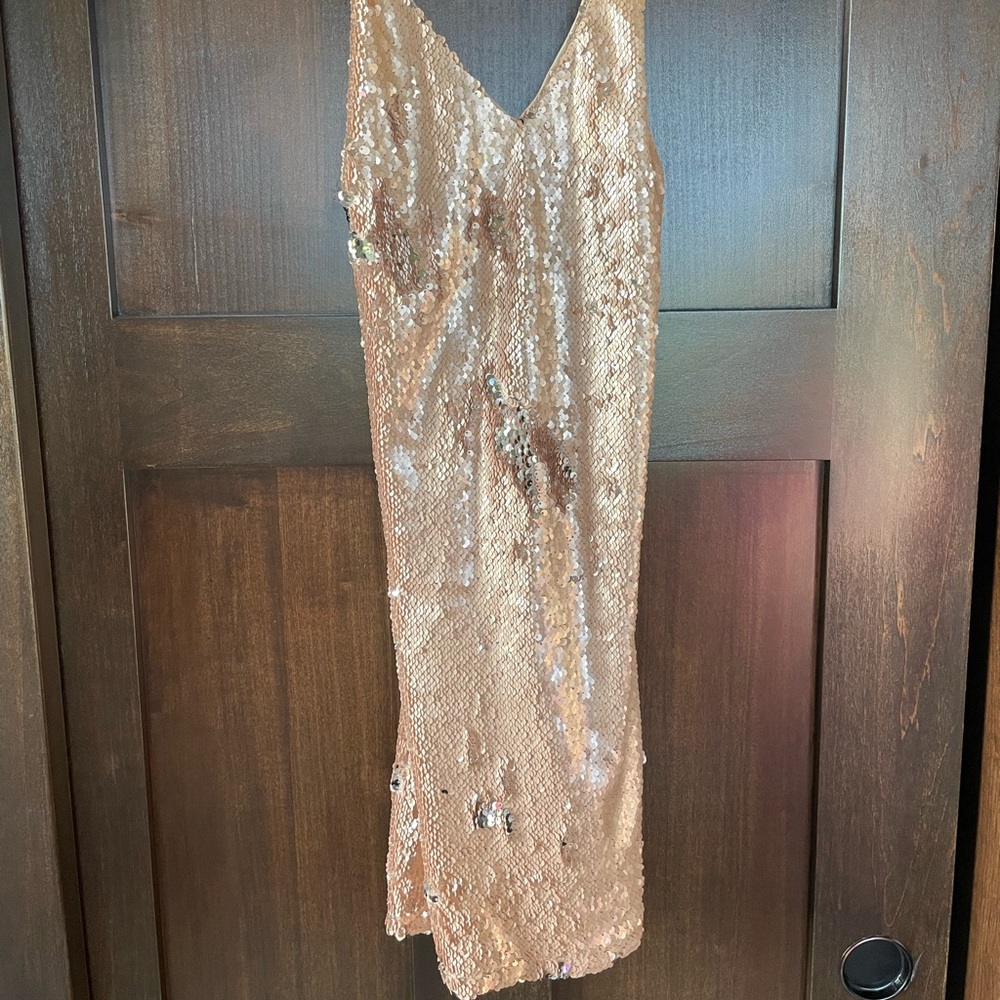 Rose gold sequin dress